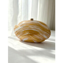 (Truffle Gold) Acrylic Wave Small Elegant Clutch Chain Strap Secure Closure Gatherings Formal