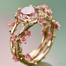 (Rose Gold, 47.5mm) Minimalist Rose Elegant Gold Flower Ring With Geometric Shape For Use Daily