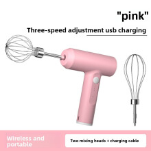 (Pink)Mélangeur à main électrique avec batterie rechargeable pour cuisson et fouettage de crème