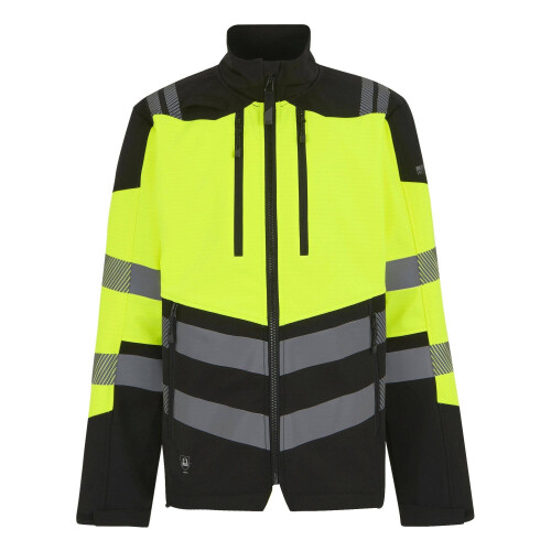 (M, Black/Yellow) Regatta Professional Mens Hi-Vis 3 Layer Soft Shell Jacket
