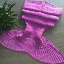 (Purple, Adult) Mermaid Handmade Tail Crocheted Cocoon Blankets Sofa Quilt Rug Kids Knit Adults