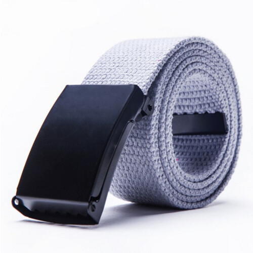 (Light Gray)Unisex Canvas Belt With Automatic Closure And Solid Color Design For Daily Wear