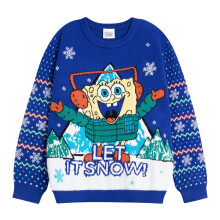 (5-6 Years, Blue/Multicoloured) SpongeBob SquarePants Childrens/Kids Let It Snow Jumper