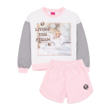(5-6 Years, White/Grey/Pink) Barbie Girls Living The Dream Fleece Pyjama Set