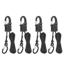 4 Pack Rope Tie Down Ratchet with Carabiner Clip Rope Hanger Cord Tightener Retractable Paracord Rope for Tent, Camping