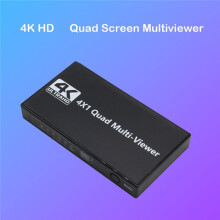 4K -Compatible Quad Screen Multiviewer 1080P 4 in 1 Out Multi Viewer Seamless Switcher 9 Display Modes for PC Camera