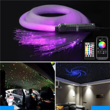 Kit di Luci A Tendina In Fibra Ottica 6W 2M 200 Pezzi con Effetto Cascata RGBW e Modalità Musicale App/Controllo Remoto per Feste