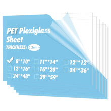 6-Pack 8x10" PET/Plexiglass Sheets, Transparent Clear Plastic Panels for Crafts, DIY Projects