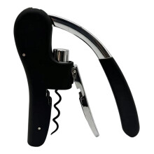 Wine Bottle Opener - Quick Easy Press Corkscrew for Home and Outdoor Use Black