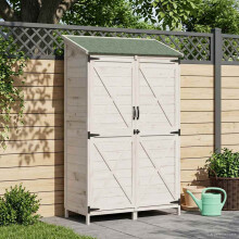 vidaXL Gartenschuppen Weiß 106 x 56 x 176,5 cm Massivholz aus Fichte