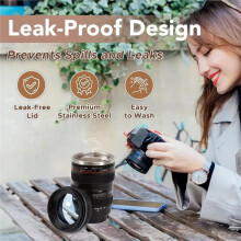SLR Lens Cup Camera Camera Lens Model Stainless Steel Casual Cup with Lid Coffee Mug Black Coffee Mugs