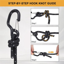 4 Pacco Cinghie di Fissaggio A Ratch con Clip Carabiner Corda Appenditore Stringitore Corda Retrattile Paracord per Tenda, Campeggio