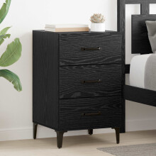 vidaXL Bedside Cabinet Black Oak 40 x 40.5 x 66 cm Engineered Wood