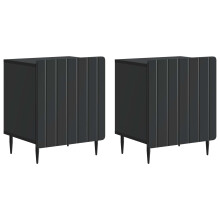 vidaXL Bedside Cabinet 2 pcs Black 43 x 34.5 x 52 cm Engineered Wood