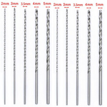 10 kpl erittäin pitkä HSS-pikateräsporanteräsarja, 2 mm/3 mm, 3,5 mm, 4 mm ja 5 mm:n terät