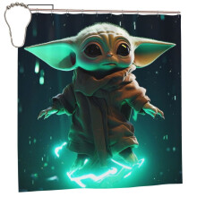 Baby Yoda -suihkuverho 60x72 tuumaa, pimentävä, vedenpitävä, homeenkestävä, yksityisyyttä suojaava, taidepainatus, yksi koko