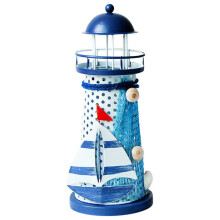 XIUH Heimdekoration Tischornament Kerzenständer aus Eisen Lichtturm Ornament Mediterraner Stil Boot Seevogel Kerzenhalter aus Zinn Heimdekoration (H)