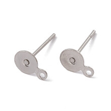 Eredeti színű, lapos talpú, rozsdamentes acél bedugós fülbevaló kiegészítő, hurokkal, 12x7mm, lyuk: 1mm, tű: 0,7mm
