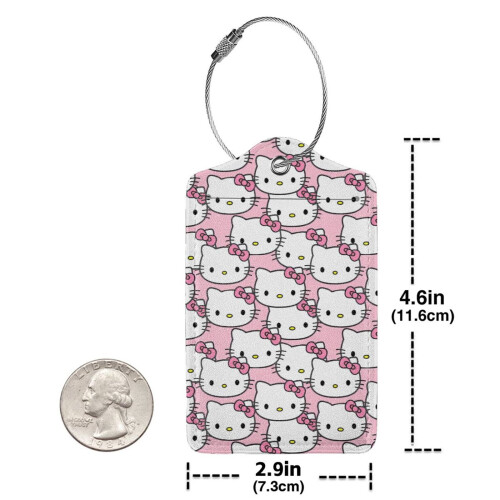 Hello Kitty 2 τεμάχια δερμάτινες ετικέτες αποσκευών από ανοξείδωτο ατσάλι, αδιάβροχη 2