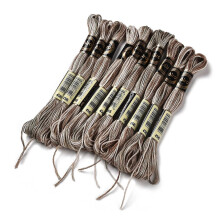 10 nøgler 6-lags polyester broderigarn korsstingstråde segment farvet rosenbrun 0,5 mm ca. 8,75 yards (8 m)/nøgle