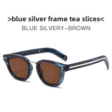 (Blue Brown)Trendy Oval Sunglasses With Lenses And Frame For Sports Outdoor Adventures