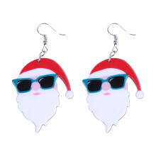 Lotatory1Pair karácsonyi Mikulás fülbevaló fülbevaló karácsonyi fülbevaló stílusos fülbevalók (szemüveges Mikulás)