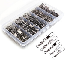 Emlimny100PCS Barrel Snap Swivel Fisketilbehør, Premium Utstyr med Kulelager Swivels Snaps for Hurtigkoblingslokk