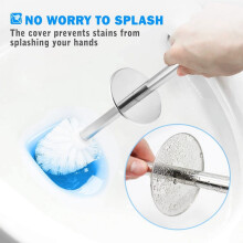 Scopa per WC e supporto, confezione da 2 scope per WC con manico lungo in acciaio inox 304, scopa per tazza del WC nera