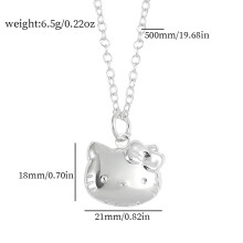 Κολιέ Sanrio Hello Kitty S925Ασημί χρώμα με ανοιγόμενη αλυσίδα Hello Kitty για γυναίκες