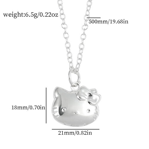 Κολιέ Sanrio Hello Kitty S925Ασημί χρώμα με ανοιγόμενη αλυσίδα Hello Kitty για γυναίκες