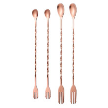 KERISTY4x Cuchara mezcladora de acero inoxidable con mango largo para cócteles y bebidas.