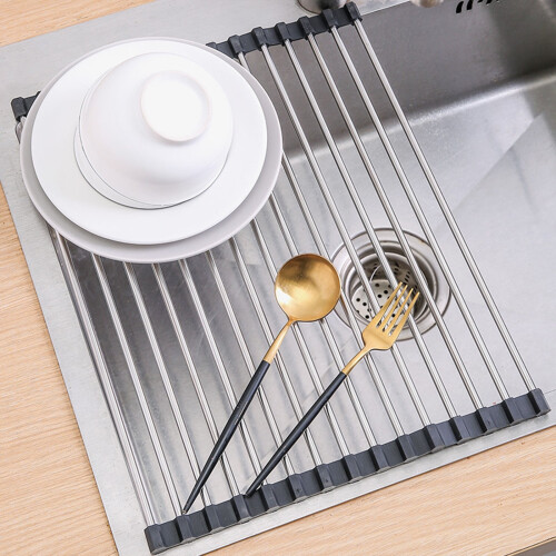 Hohaski Roll Over Sink Πιατοθήκη στεγνωτηρίου πιάτων Πτυσσόμενη κουζίνα με ρολό πιάτων