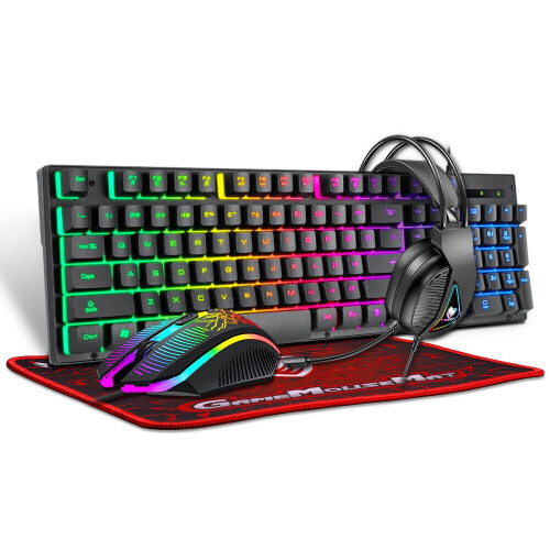 Σετ πληκτρολογίου και ποντικιού gaming 4 σε 1 για υπολογιστή, σετ RGB LED για gamers + Mouse Pad AS