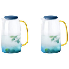 2X ulcior de sticlă cu capac, ulcior de limonadă, ulcior de ceai, carafă din sticlă borosilicată, pentru apă caldă și rece, băuturi, vin,