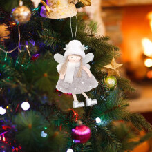 Adornos de ángeles para relajarse y amar, manualidades de muñecos de ángeles navideños, decoraciones de elfos para el árbol de Navidad, gris