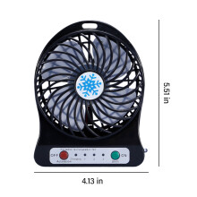 PRINxy Bärbar Skrivbordsfläkt, Ljudlös Snöflingedesign med LED-lykta och 3-växlad Lampa, 1200mAh USB Uppladdningsbar, För Kontor Sovrum Svart