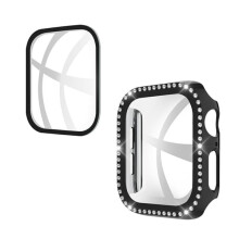 Ag luí leis an Apple Watch le Cás 44mm agus Cosantóir Scáileáin Apple Watch Gloine Tempered Dubh