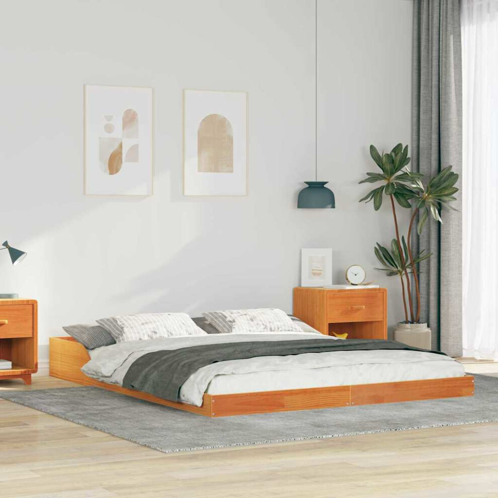 Vidaxl Bed Frame Wax Brown 160 X 200 Cm Solid Pine Wood