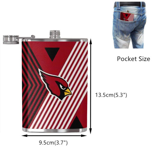Φιάλη Cardinals Fagon Hip Flask8oz, από ανοξείδωτο ατσάλι και δέρμα κατάλληλο για τρόφιμα, 1