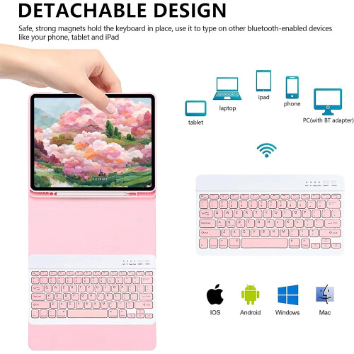 Capa com teclado colorido para Galaxy Tab S9FE 10.9''/Tab S9 11"/ Tab S8 11"/Tab S7 11 polegadas, teclado destacável com ímã 1