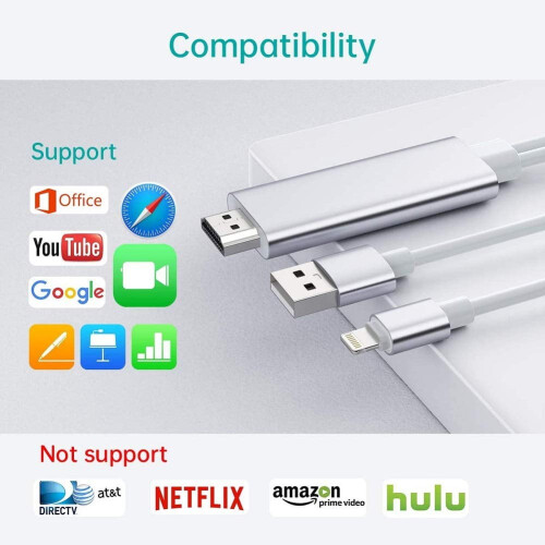 Καλώδιο προσαρμογέα Lightning σε HDMI με πιστοποίηση Emlimny MFi, ψηφιακό καλώδιο AV 1080P για 1