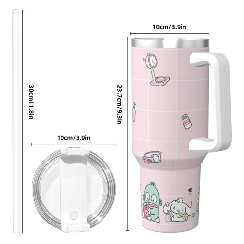 Sanrio 40oz H2.0 Ποτήρι από ανοξείδωτο ατσάλι με μόνωση κενού αέρος με καπάκι και 2
