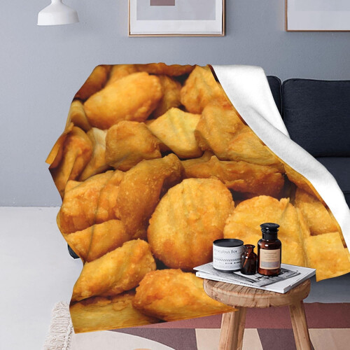 Κουβέρτα Chicken Nuggets Μαλακή Φανέλα 60x50in - Συμβατή με Πικνίκ, Ταξίδια, Σαλόνι - Δώρο για 1