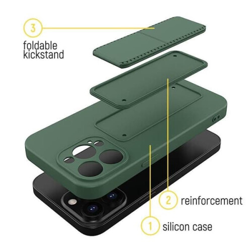 Cás Wozinsky Galaxy S22Plus Silicone Ciceáil-Sheasamh - Dubh 1