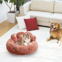KIHOUT Bärenpfoten-Haustierbett, rundes Donut-Hunde- und Katzenbett mit selbstwärmendem Kunstfell, beruhigend und angstlösend, maschinenwaschbar