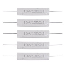 5 stk. 10W Watt 100Ohm 5% aksiale trådviklede cementmodstande