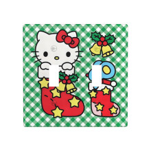 Kryt na vypínač s vianočnou potlačou Hello Kitty 10,5 x 10,5 cm, kompatibilný so štandardnými nástennými doskami, na dekoráciu do