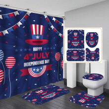 Cortinas de ducha Pretty Comy para el Día de la Independencia, juego de 4 piezas, decoración patriótica para el baño del 4 de julio, impresión