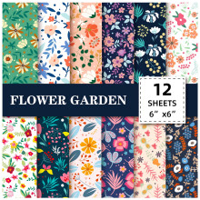 Chicmine12 peças de papel vintage para scrapbook com estampa floral elegante, ideal para trabalhos manuais.