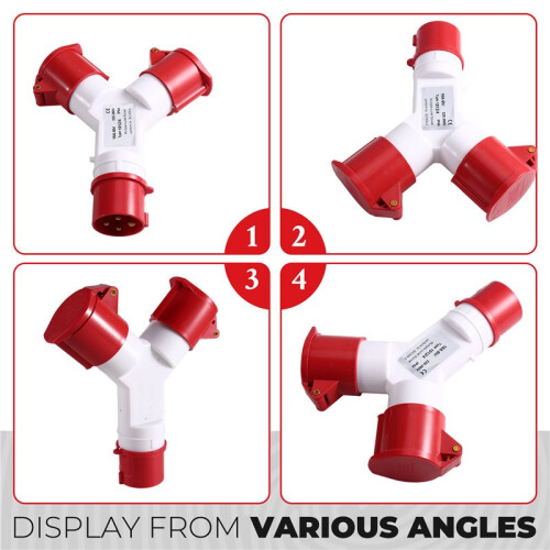 Y-Type Industrial Plug 16A 4 Pin 2 Way 220V IP44 Multi-Function Waterproof Industrial Field Plug Electrical Connector